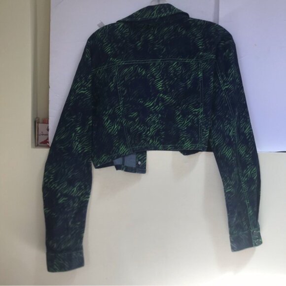 I.AM.GIA Sinead Jacket Green Tiger Crop Jean Jacket Animal Print Cotton Top XS - Picture 3 of 16